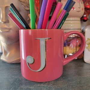 Opalhouse Monogram Letter "J" Stoneware Mug Cup ~ Pink ~ GUC ~ FINAL PRICE!
